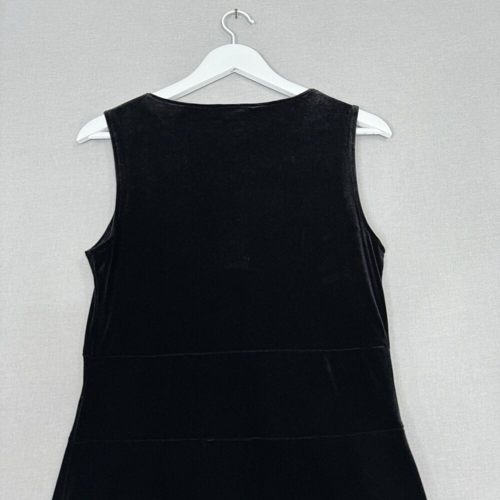Vintage Connected Womens Dress 10 Black Velvet Babydoll Midi Whimsigoth Ruffle - Picture 9 of 11